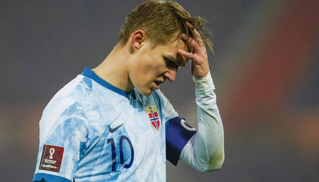 Norges Martin Ødegaard under VM-kvalifiseringskampen i fotball mellom Nederland og Norge på Stadium Feijenoord i Rotterdam. Norges Martin Ødegaard under VM-kvalifiseringskampen i fotball mellom Nederland og Norge på Stadium Feijenoord i Rotterdam.