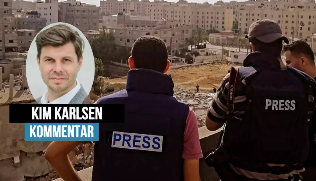 Palestinske journalister filmer etter et bombeangrep i mai i år. Men også norske journalister på desk kan bli preget av å dekke både små og store hendelser, skriver Kim Karlsen.