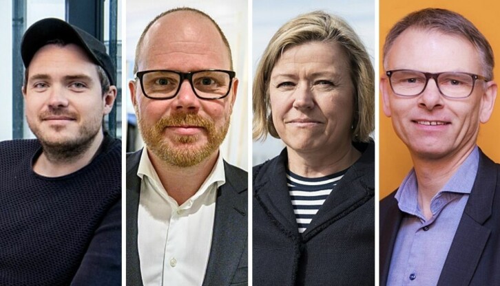 Redaksjonssjef Mathias Ytterstad i Dagbladet, VG-sjef Gard Steiro, Aftenpostens nyhetsredaktør Tone Tveøy Strøm-Gundersen og sportssjef Ole Kristian Bjellaanes.