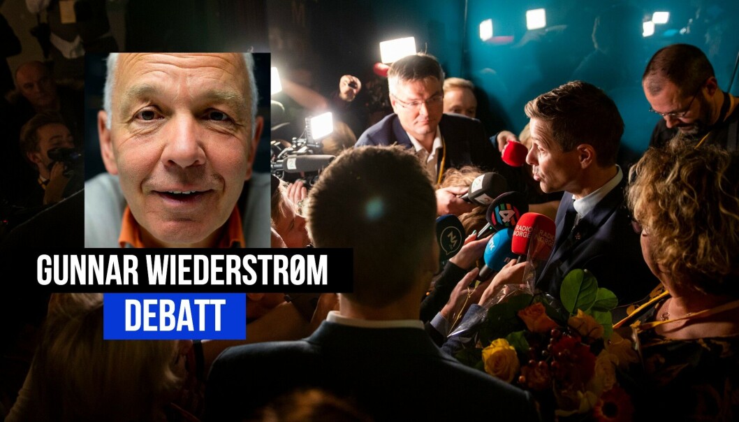 Wiederstrøm har i mange år jobbet som journalist. Her illustrert med da journalister intervjuet Knut Arild Hareide. Wiederstrøm har i mange år jobbet som journalist. Her illustrert med da journalister intervjuet Knut Arild Hareide.