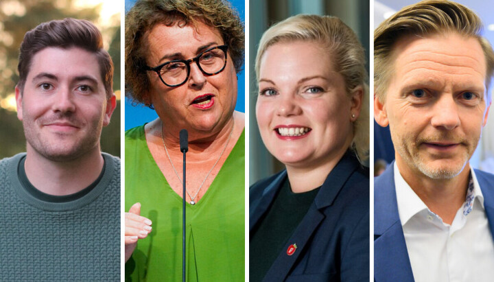 Mediepolitikerne på Stortinget: Grunde Almeland fra Venstre, KrFs partileder Olaug Bollestad, Silje Hjemland fra Frp og Tage Pettersen fra Høyre.