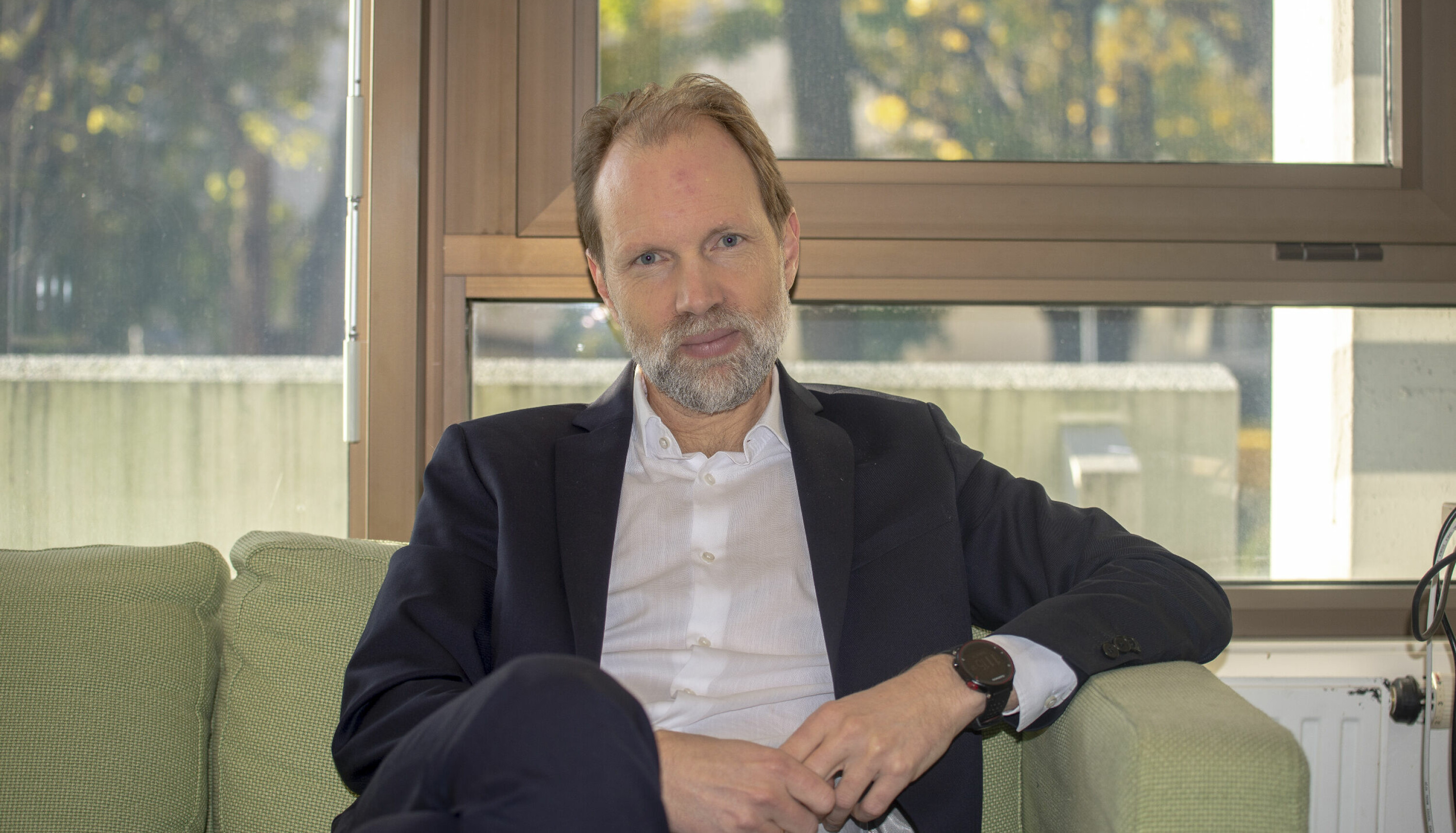NRKs utenriksredaktør, Sigurd Falkenberg Mikkelsen, på kontoret sitt på Marienlyst.