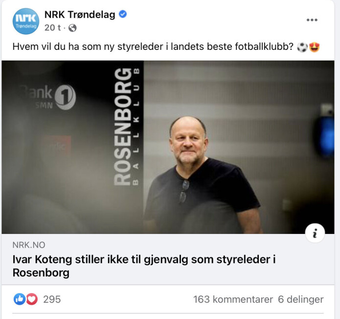 Facebook-posten til NRK Trøndelag.