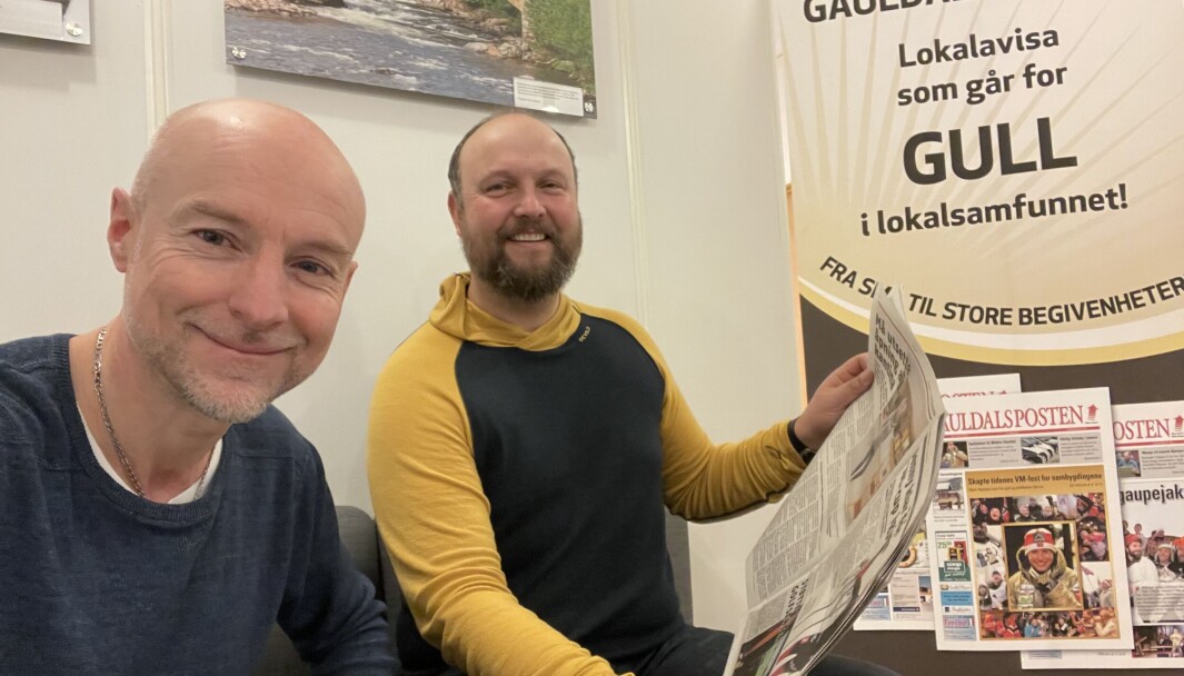 Redaktør Bjørn Ivar Haugen (t.v.) og markedsrådgiver Per Jostein Wolden i Gauldalsposten. Redaktør Bjørn Ivar Haugen (t.v.) og markedsrådgiver Per Jostein Wolden i Gauldalsposten.