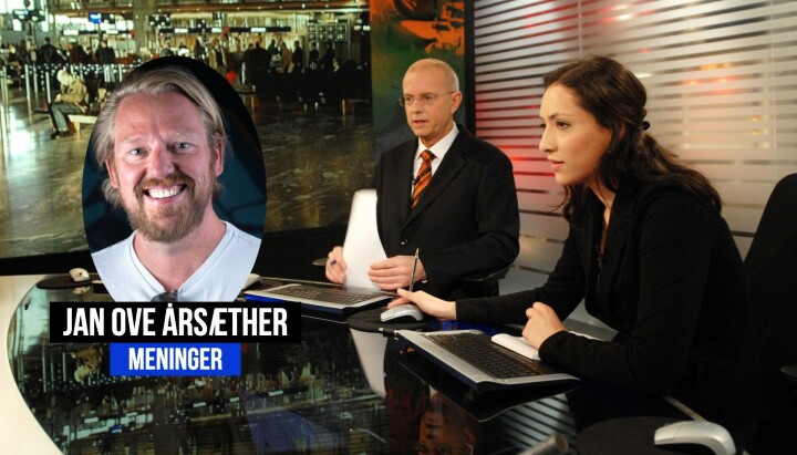 Programlederne Mah-Rukh Ali og Terje Svabø presenterer hovednyhetene under den offisielle åpningen av TV 2 Nyhetskanalen første offisielle sending. Programlederne Mah-Rukh Ali og Terje Svabø presenterer hovednyhetene under den offisielle åpningen av TV 2 Nyhetskanalen første offisielle sending.
