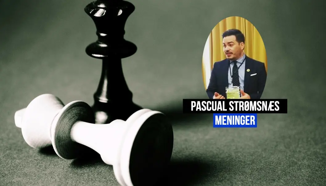 Sjakk brukes som sportsvasking, mener Pascual Strømsnæs. Sjakk brukes som sportsvasking, mener Pascual Strømsnæs.