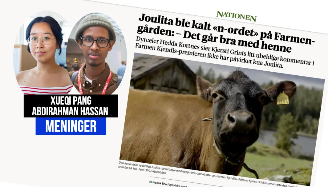Xueqi Pang og Abdirahman Hassan reagerer på at Nationen lagde en sak med en ku. Xueqi Pang og Abdirahman Hassan reagerer på at Nationen lagde en sak med en ku.