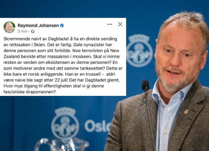 Raymond Johansen kaller Dagbladets Breivik-dekning farlig