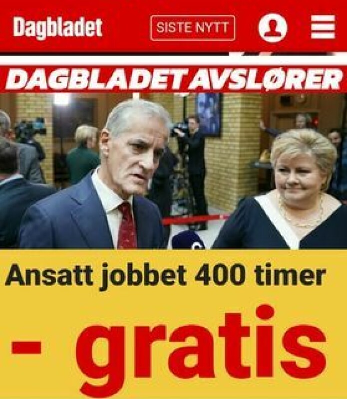 Skjermdump av fronten på Dagbladet lørdag morgen
