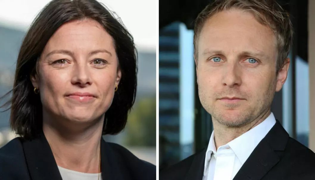 Kommunikasjonsdirektør i TV 2, Sarah Willand, og Discovery-sjef, Espen Skoland.