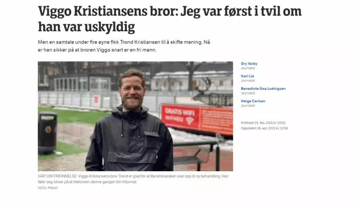 Faksimile, NRK.no 21.februar 2021