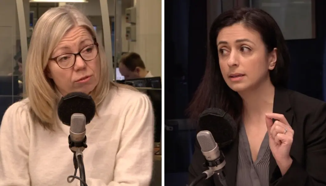 Ansvarlig redaktør i Aftenposten, Trine Eilertsen, og nestleder i Arbeiderparti og arbeids- og inkluderingsminister, Hadia Tajik. Ansvarlig redaktør i Aftenposten, Trine Eilertsen, og nestleder i Arbeiderparti og arbeids- og inkluderingsminister, Hadia Tajik.