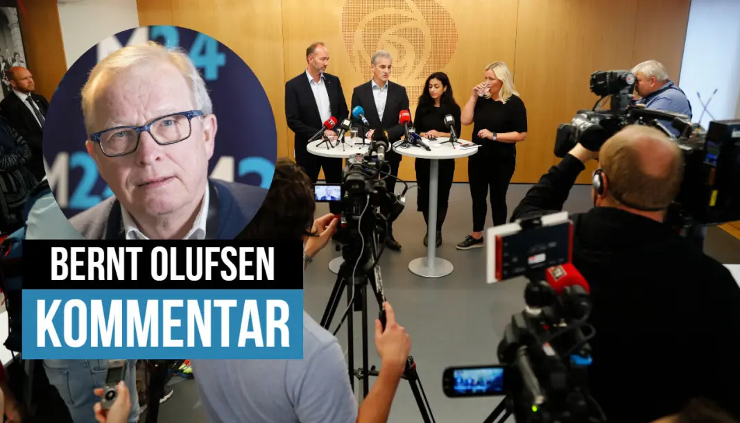 Bernt Olufsen skriver om Hadia Tajiks mye omtalte Facebook-post, og mener hun «tar en Giske». På bildet over er nettopp Trond Giske og Tajik avbildet under en pressekonferanse i 2017. Bernt Olufsen skriver om Hadia Tajiks mye omtalte Facebook-post, og mener hun «tar en Giske». På bildet over er nettopp Trond Giske og Tajik avbildet under en pressekonferanse i 2017.