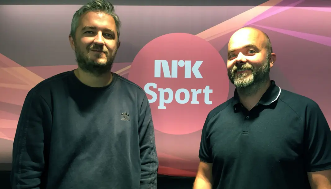 Aleksander Schau (til venstre) blir ikke å se på NRKs flater under fotball-VM. Her avbildet med sin vante samarbeidspartner Thomas Aune. Aleksander Schau (til venstre) blir ikke å se på NRKs flater under fotball-VM. Her avbildet med sin vante samarbeidspartner Thomas Aune.