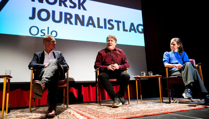 Mats Rønning (fra venstre), Eirik Mosveen og Camilla Ryste deltok i tirsdagens paneldebatt.