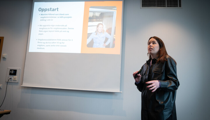 Martine Håland fortalte om ungdomsprosjektet til Os og Fusaposten under landsmøtet til LLA i Ålesund tidligere denne måneden.