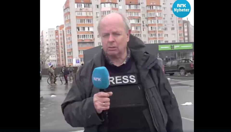 NRKs utenriksreporter Morten Jentoft i Butsja. NRKs utenriksreporter Morten Jentoft i Butsja.