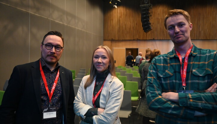 Fra venstre: Prosjektredaktør Robin Mortensen i NRK, Inghild Eriksen i NRK og Runde Endresen i Nordlys.