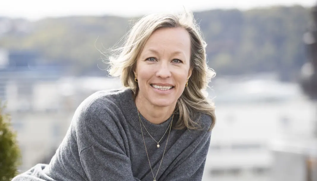 Anne Jule Saue fotografert på terrassen i Akersgata 55. Anne Jule Saue fotografert på terrassen i Akersgata 55.