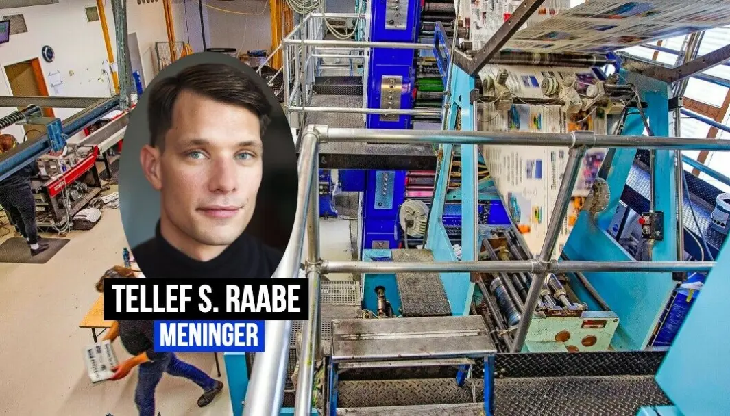 Tellef Raabe tror ikke papiravisen er død med det første. Bildet er fra Hordaland Trykk og Distribusjon på Voss. Tellef Raabe tror ikke papiravisen er død med det første. Bildet er fra Hordaland Trykk og Distribusjon på Voss.