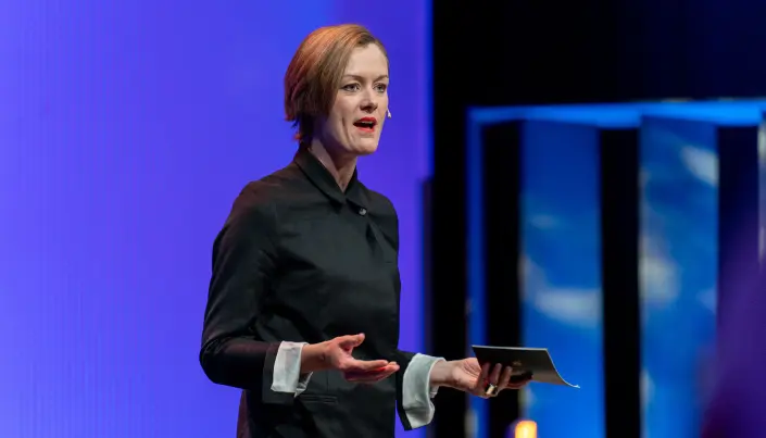Kulturminister Anette Trettebergstuen under åpningen av Nordiske Mediedager Kulturminister Anette Trettebergstuen under åpningen av Nordiske Mediedager