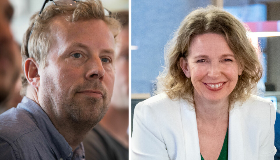 Schibsted - her ved produktsjef Erik Saastad (til venstre) - har inngått avtale med NTB og visuell redaktør Christina Dorthellinger om bruk av mediebanken.