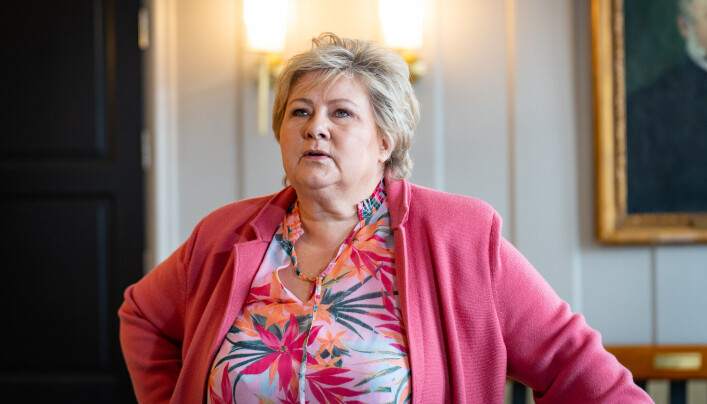 Partileder i Høyre, Erna Solberg, møtte pressen etter å ha talt til Høyres sentralstyre mandag.