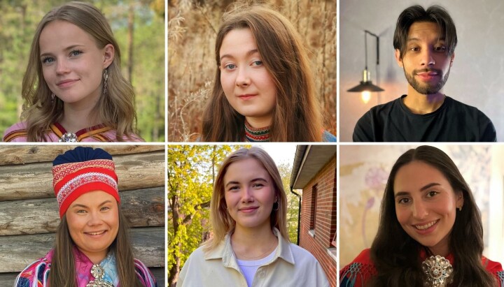Disse seks er klare for NRK. Øverst fra venstre: Solveig Nordberg, Mirja Flodin, Ailo Thomassen, Inga Máret Solberg Åhren, Biret Inger Mathisdatter Eira og Ida Emilie Lindseth.