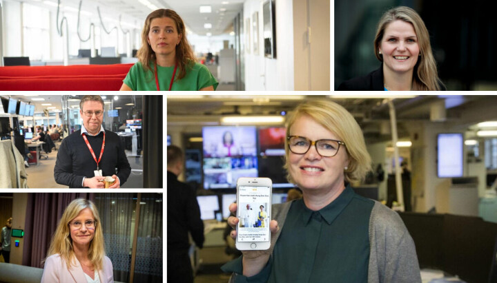 Det er enn så lenge ulik praksis rundt navnebruken på Belarus i norske medier. Øverst fra venstre: Tora Bakke Håndlykken (VG), Karoline Riise Kristiansen (NRK), Frode Hansen (Dagbladet), Kristin Aanensen (NTB) og Karianne Solbrække (TV 2).