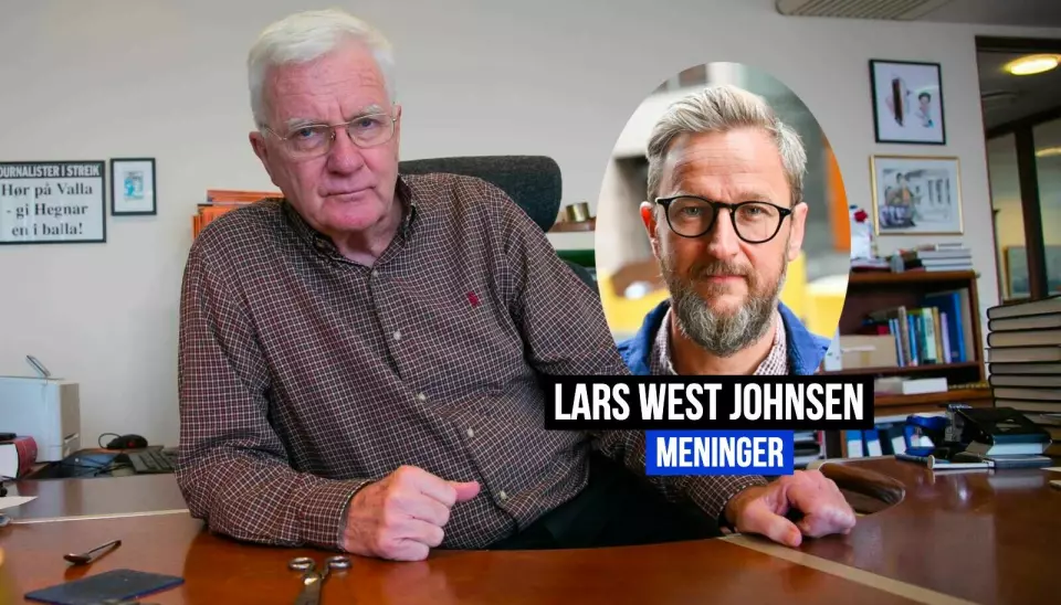 Lars West Johnsen går gjennom flere av Trygve Hegnars lederartikler.