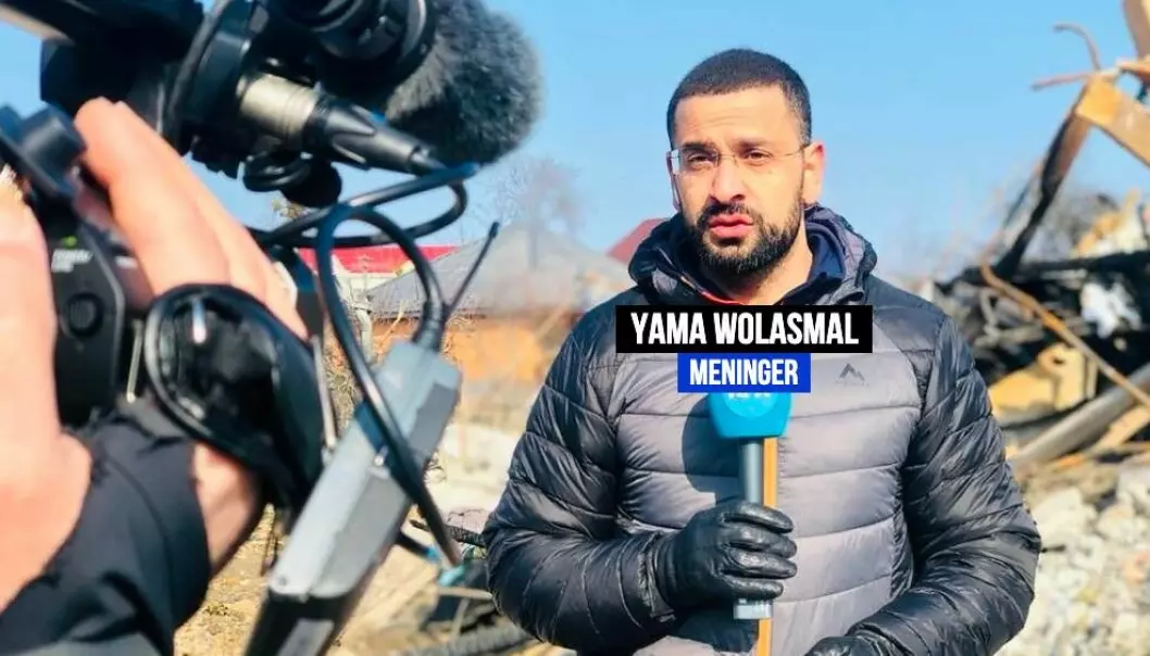 Yama Wolasmal får spørsmål om hvorfor han dekker krigen i Ukraina.