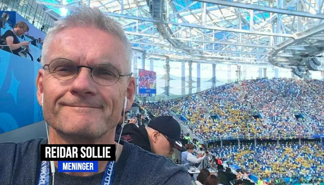 Reidar Sollie, sportsjournalist i Dagsavisen og leiar i Norske Sportsjournalisters Forbund. Her under fotball-VM i Russland, sommaren 2018. Reidar Sollie, sportsjournalist i Dagsavisen og leiar i Norske Sportsjournalisters Forbund. Her under fotball-VM i Russland, sommaren 2018.