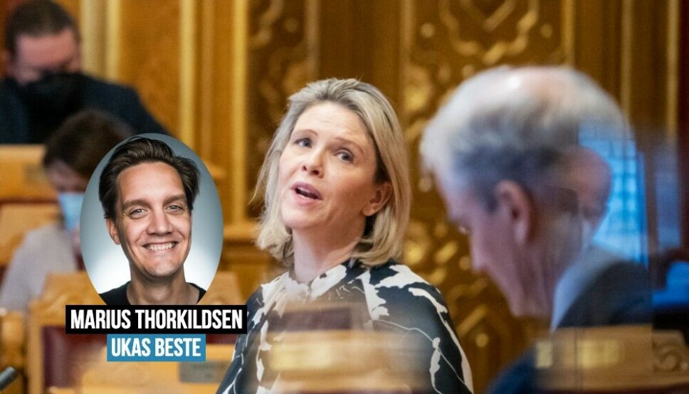 Burde det være et eget ord for når Frp-leder Sylvi Listhaug raser i mediene mot statsminister Jonas Gahr Støre (til høyre)?