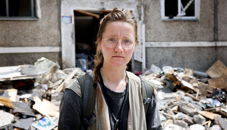 Gina Grieg Riisnæs på jobb i Sør-Ukraina mandag 4. juli.