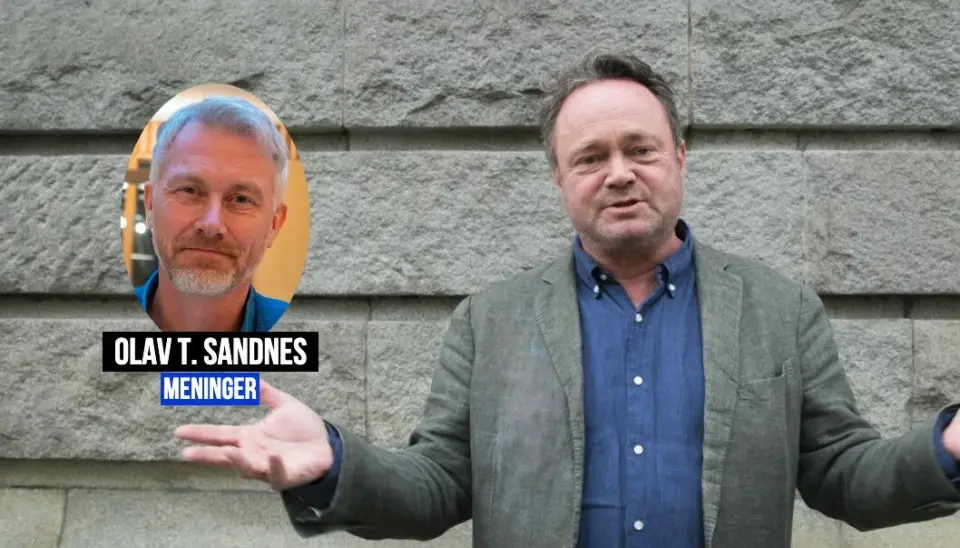 Olav Sandnes skriver at han både er sjefredaktør og arbeidsgiver. Olav Sandnes skriver at han både er sjefredaktør og arbeidsgiver.