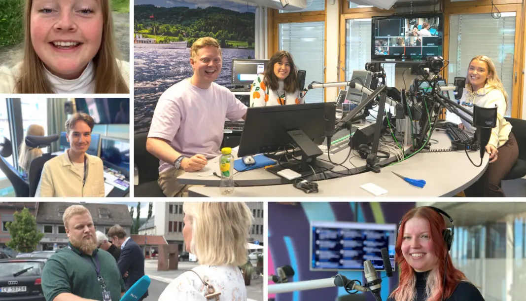 Dette er noen av sommervikarene er på plass hos NRK Innlandet i år: Mari Ranheim (øverst fra venstre), Erlend Arnesen, Maria Pedko, Selene Fjellvang Lie (stort bilde), Aleksander Nordengen Brevig, Emil André Bjerke og Kristina Hågensen. Dette er noen av sommervikarene er på plass hos NRK Innlandet i år: Mari Ranheim (øverst fra venstre), Erlend Arnesen, Maria Pedko, Selene Fjellvang Lie (stort bilde), Aleksander Nordengen Brevig, Emil André Bjerke og Kristina Hågensen.