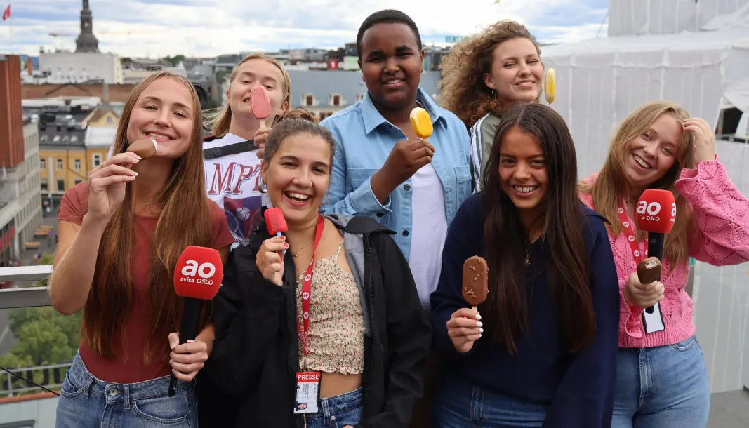 Avisa Oslo sine sommervikarer, fra venstre: Alvilde Overaa, Sara Aarøen Lien, Rim Hjelde Elmofty, Adnan Ayanle, Emma Glimstad, Sara Funderud Assraoui og Hanne Siri Midtlyng. Avisa Oslo sine sommervikarer, fra venstre: Alvilde Overaa, Sara Aarøen Lien, Rim Hjelde Elmofty, Adnan Ayanle, Emma Glimstad, Sara Funderud Assraoui og Hanne Siri Midtlyng.