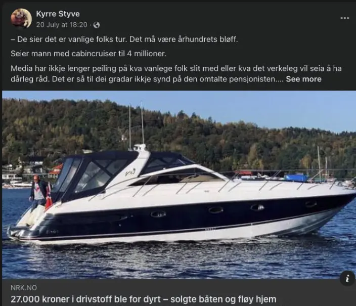 Innlegget til Kyrre Styve, med link til NRK-sak. Innlegget til Kyrre Styve, med link til NRK-sak.