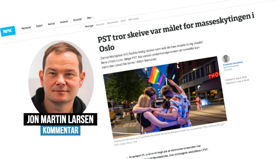 Jon Martin Larsen etterlyser flere artikler som denne, etter skytingen i Oslo i juni. Jon Martin Larsen etterlyser flere artikler som denne, etter skytingen i Oslo i juni.