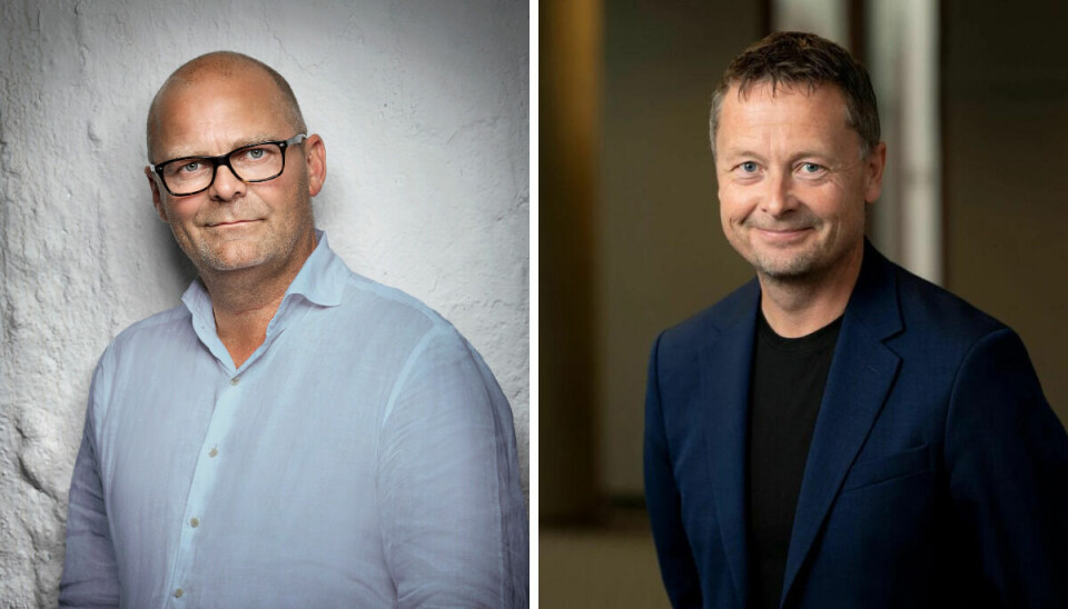 Viaplays sportssjef Peter Nørrelund (til venstre) og TV 2s pressesjef Jan-Petter Dahl er ikke enige om hva som er greit å bruke av Premier League-klipp.
