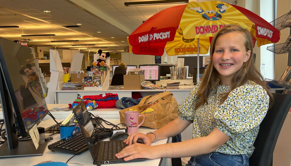 Berit Marie Thorsen Stokkeland (14) fikk en ANDerledes dag på jobb som sjef for Donald Duck & co. Berit Marie Thorsen Stokkeland (14) fikk en ANDerledes dag på jobb som sjef for Donald Duck & co.