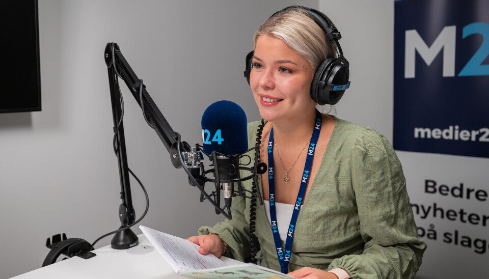 Medierådgiver, Camilla Aanonli, i vårt nye podkaststudio i Torggata 2 Medierådgiver, Camilla Aanonli, i vårt nye podkaststudio i Torggata 2