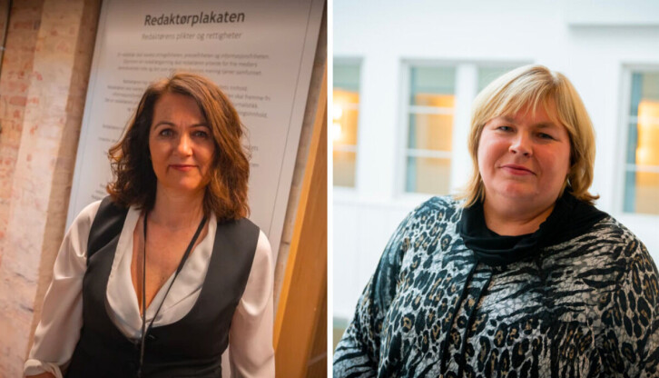 Generalsekretær i Norsk Redaktørforening, Reidun Kjelling Nybø og generalsekretær i Norsk Presseforbund, Elin Floberghagen.