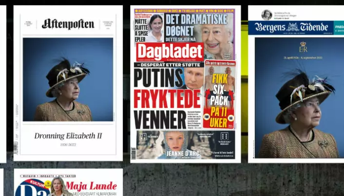 Dronning-dødsfallet preger de fleste avis­forsidene - Dagbladet rakk ikke å få det på