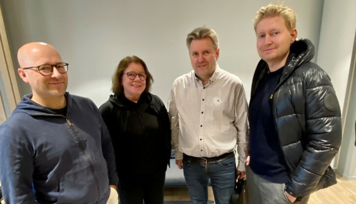 Her er de fire som vil levere det meste av innholdet til «nye» Klæbuposten. F.v. Lars Østraat, Merethe Willassen, Svein Halvor Moe og Sindre Eliassen.