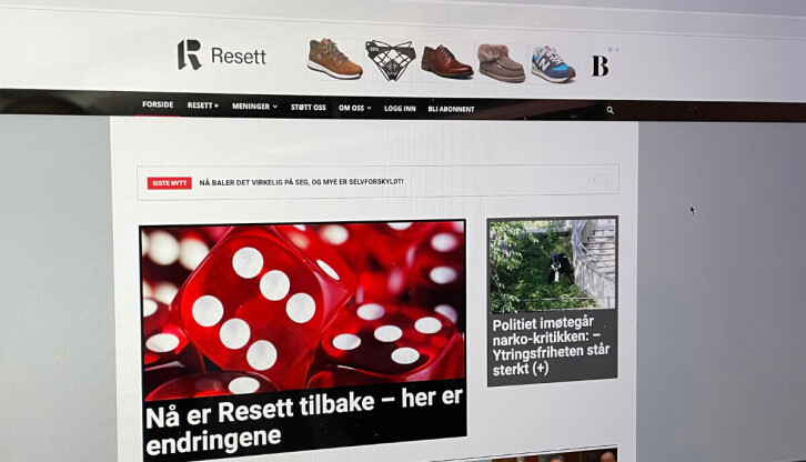 Forsiden til Resett.no.