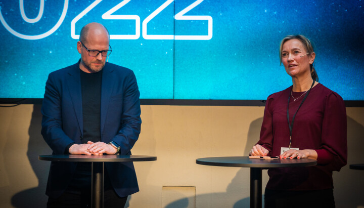 Pål Nedregotten og Siv Juvik Tveitnes, konserndirektører i Amedia og Schibsted