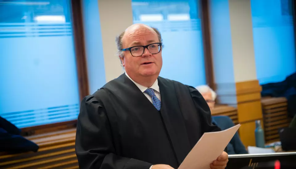 Advokat Olav Fr. Perland under rettssaken mellom Polaris Media og Trønder-Avisa