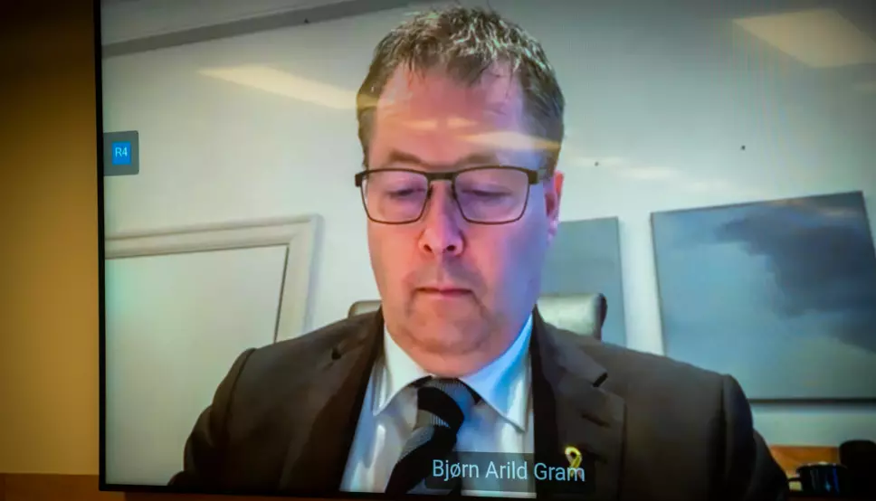 Forsvarsminister og tidligere Steinkjer-ordfører Bjørn Arild Gram stilte digitalt i retten