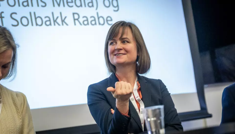 Mari Skurdal utfordret Amedia, på seminar om medieeierskap.